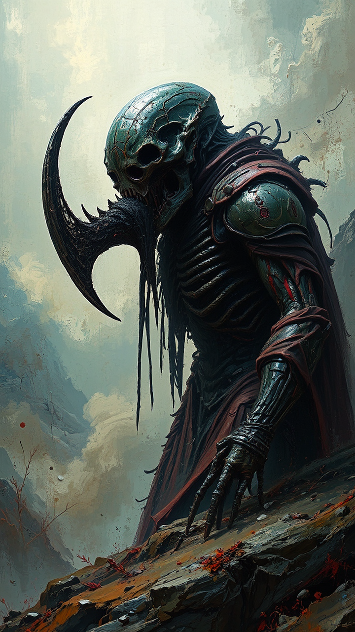Cyborg creature in dark