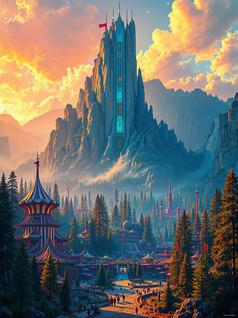 A futuristic amusement park
