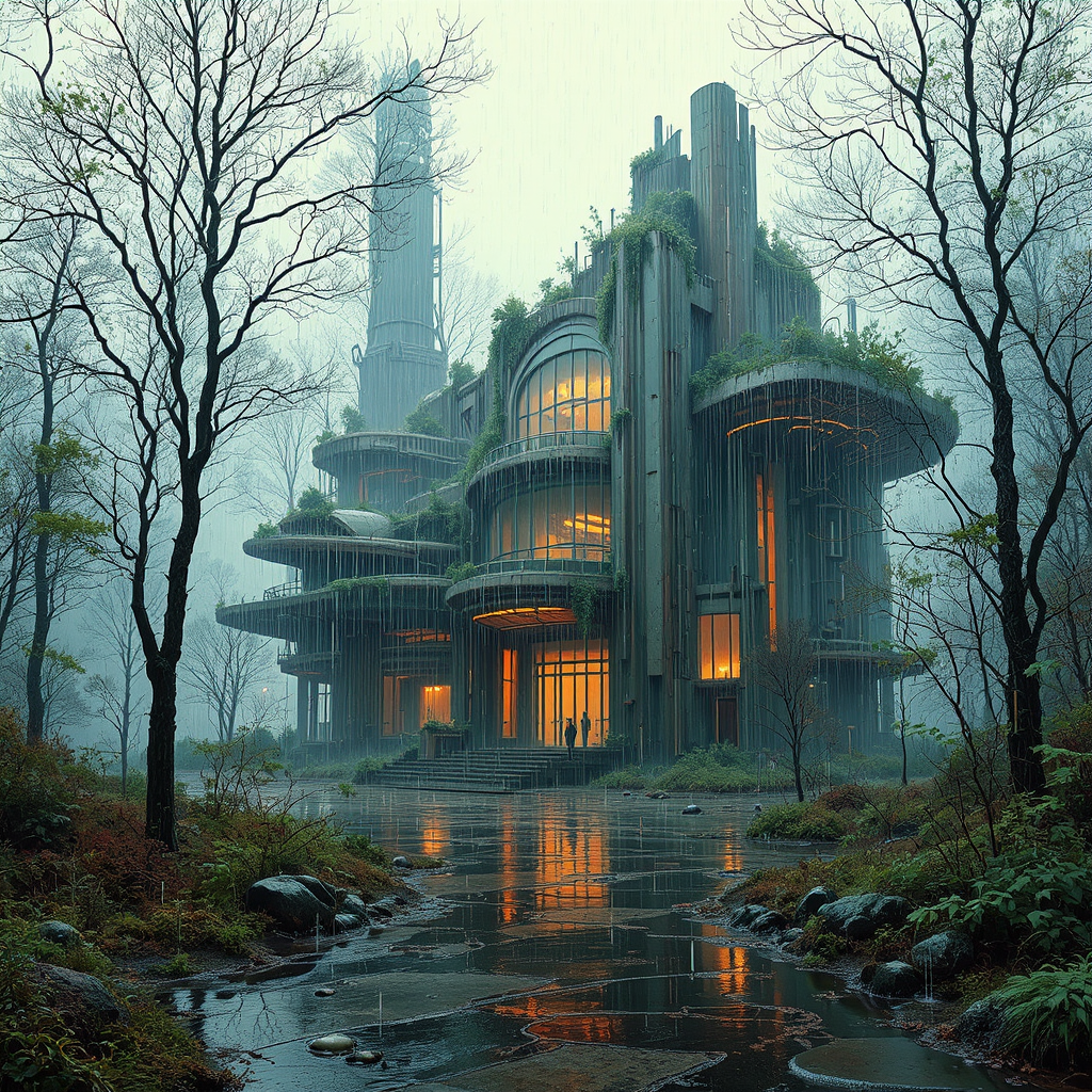 Abandoned futuristic cityscape with