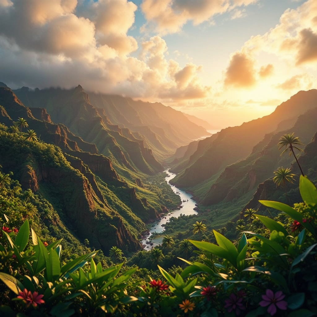Hawaiian lava landscape in