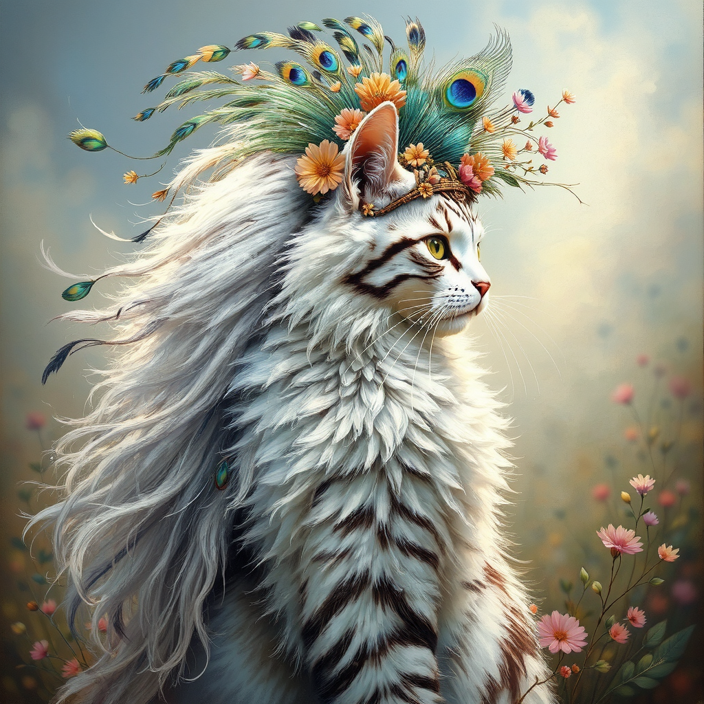 White cat portrait with