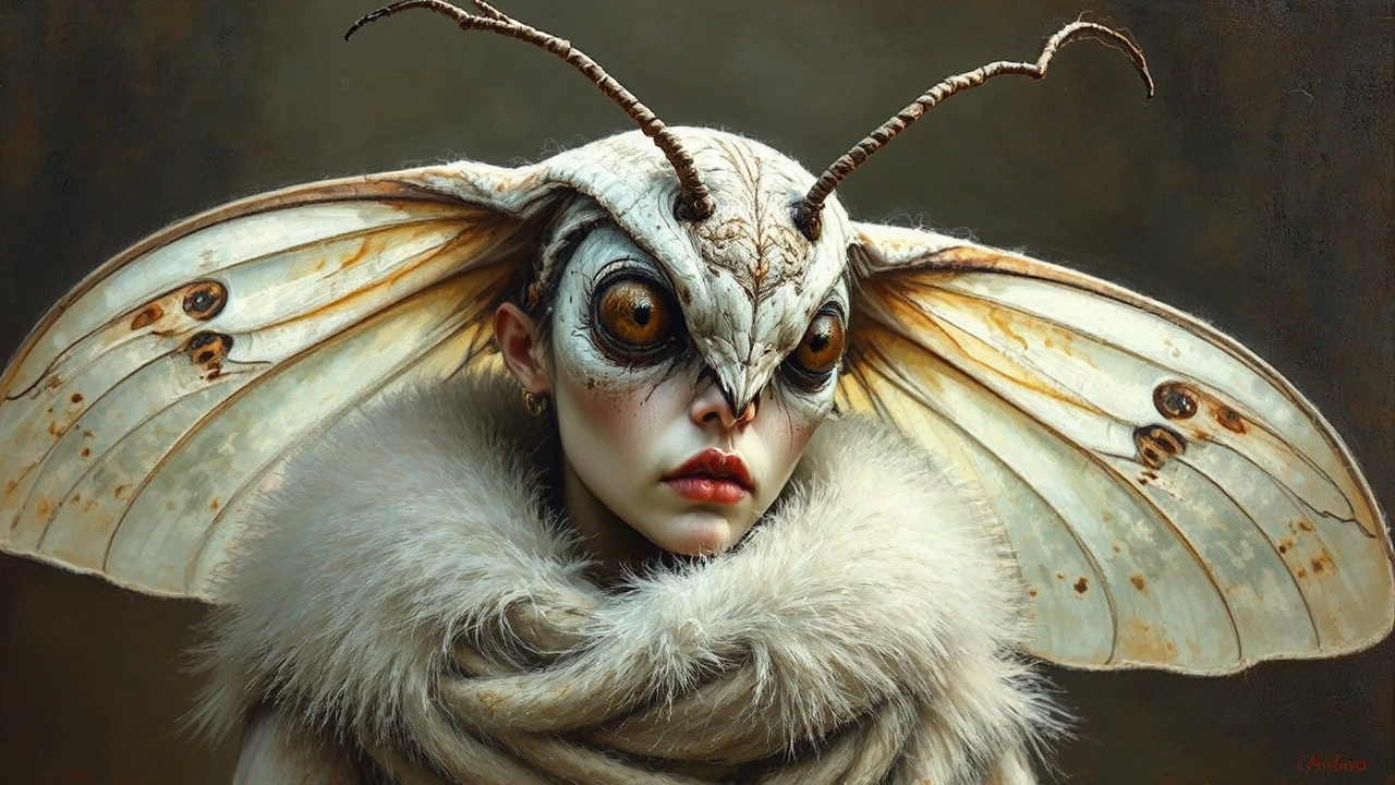 White and brown mothwoman