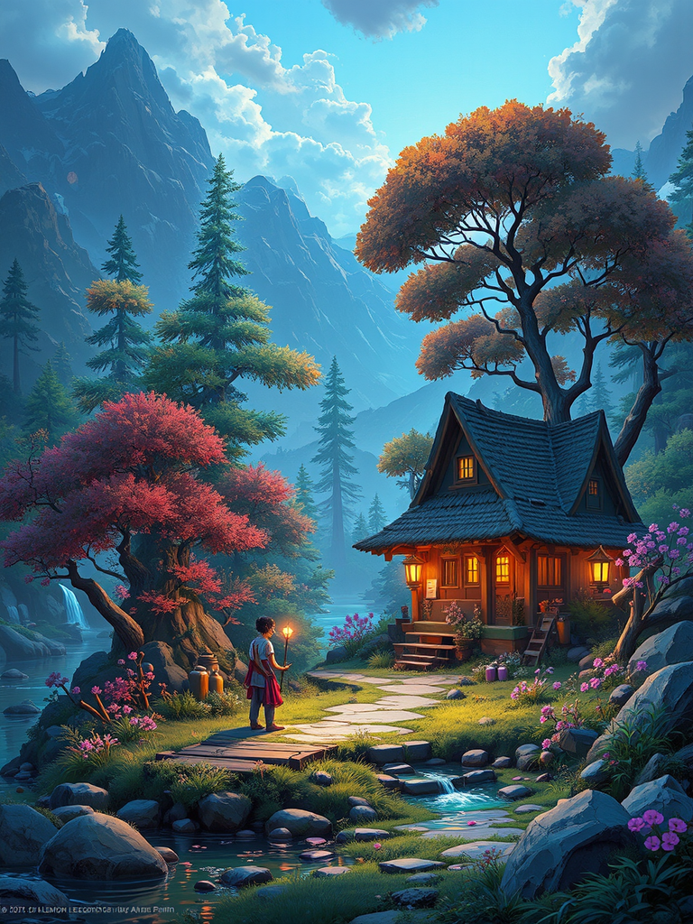 Lakeside environment with fantasy