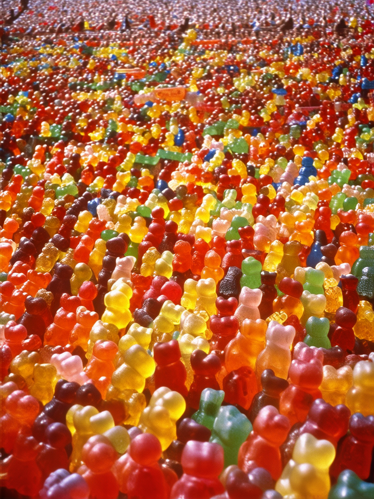 Gummy bears attend Woodstock