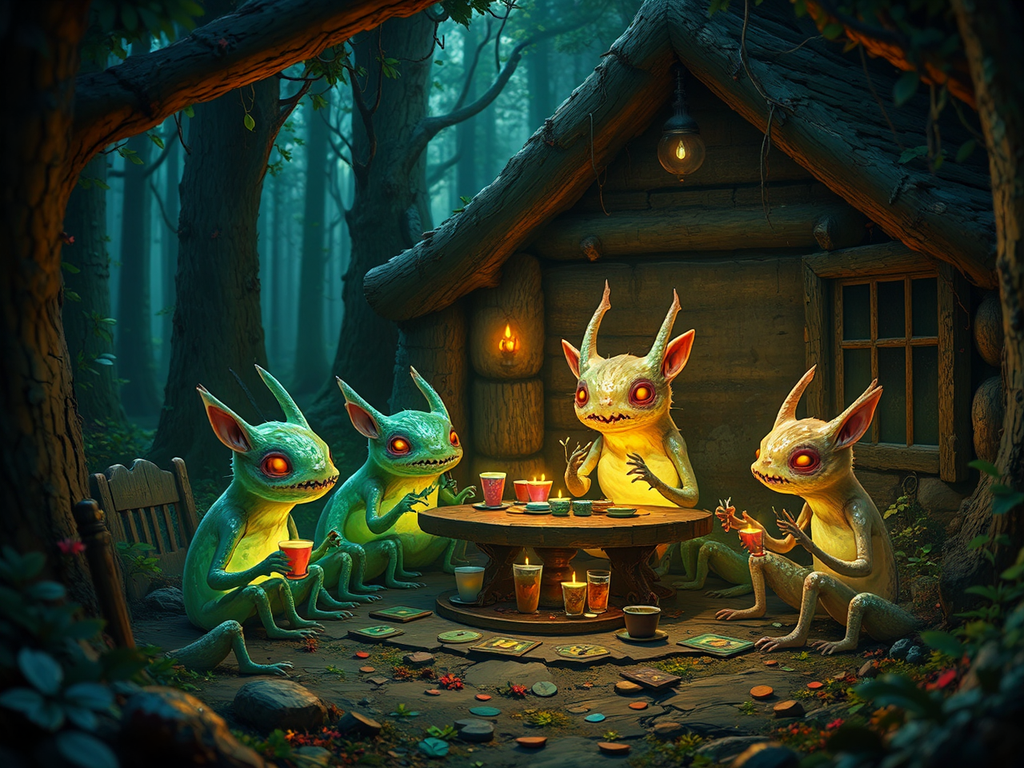 Cute, glowing creatures at