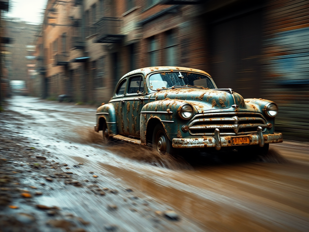 Ford car speeds through