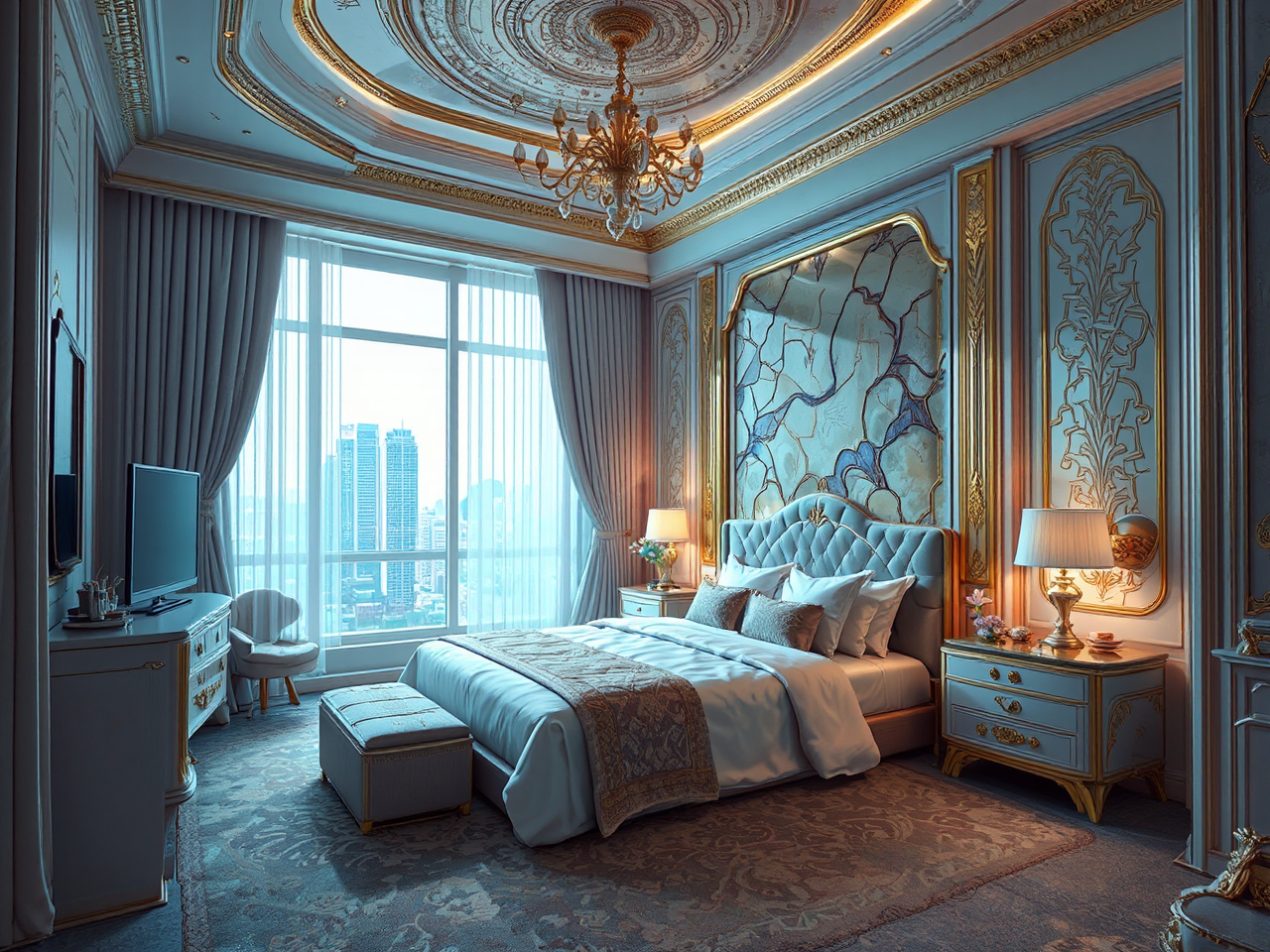 Hotel bedroom from the