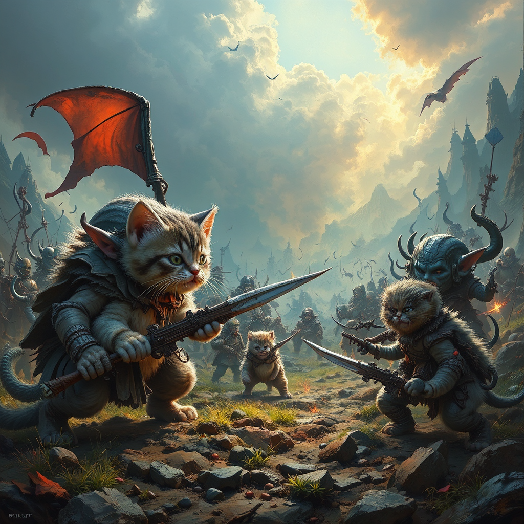 Cute kittens fight fantasy