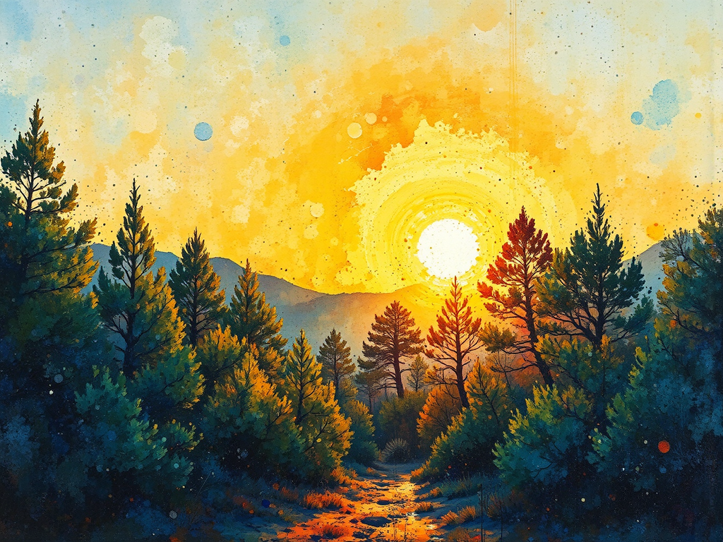 Sunrise in a juniper