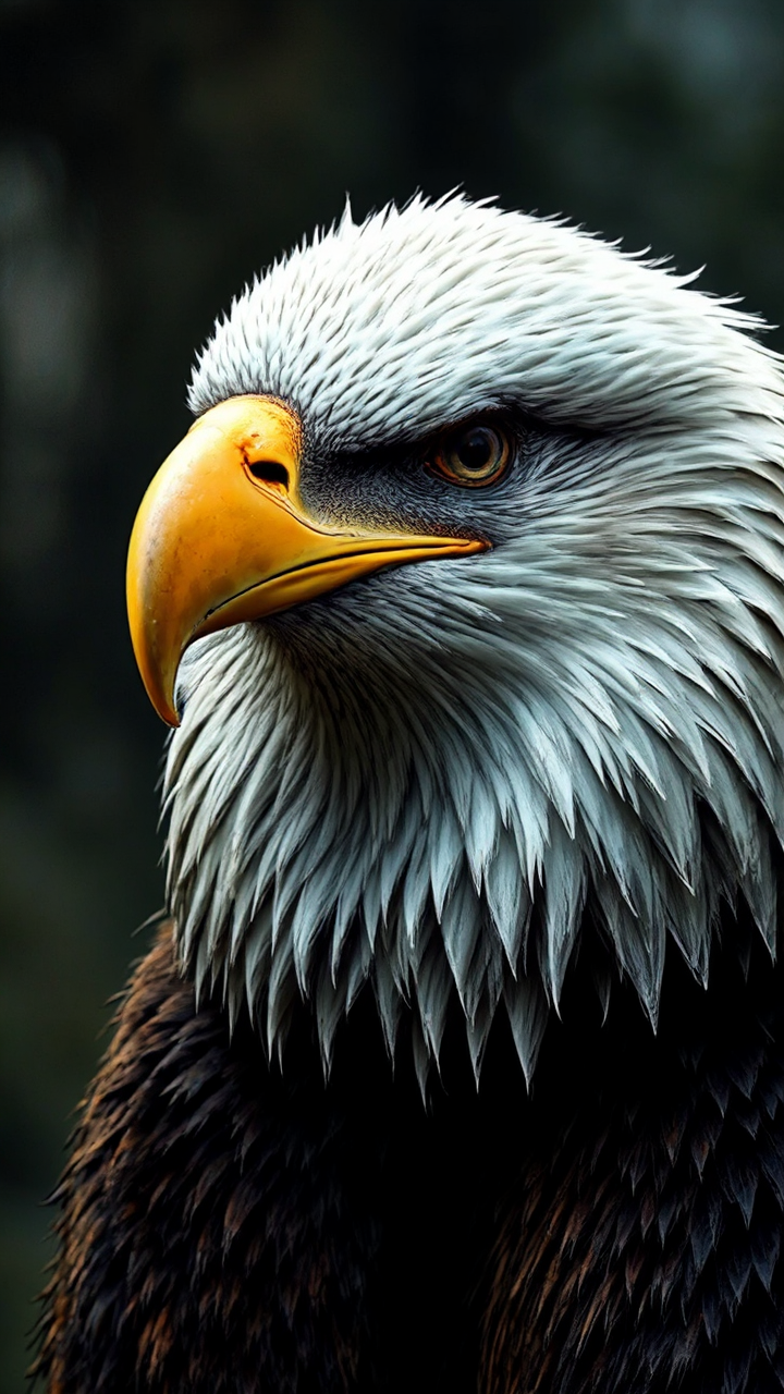 Bald eagle head on