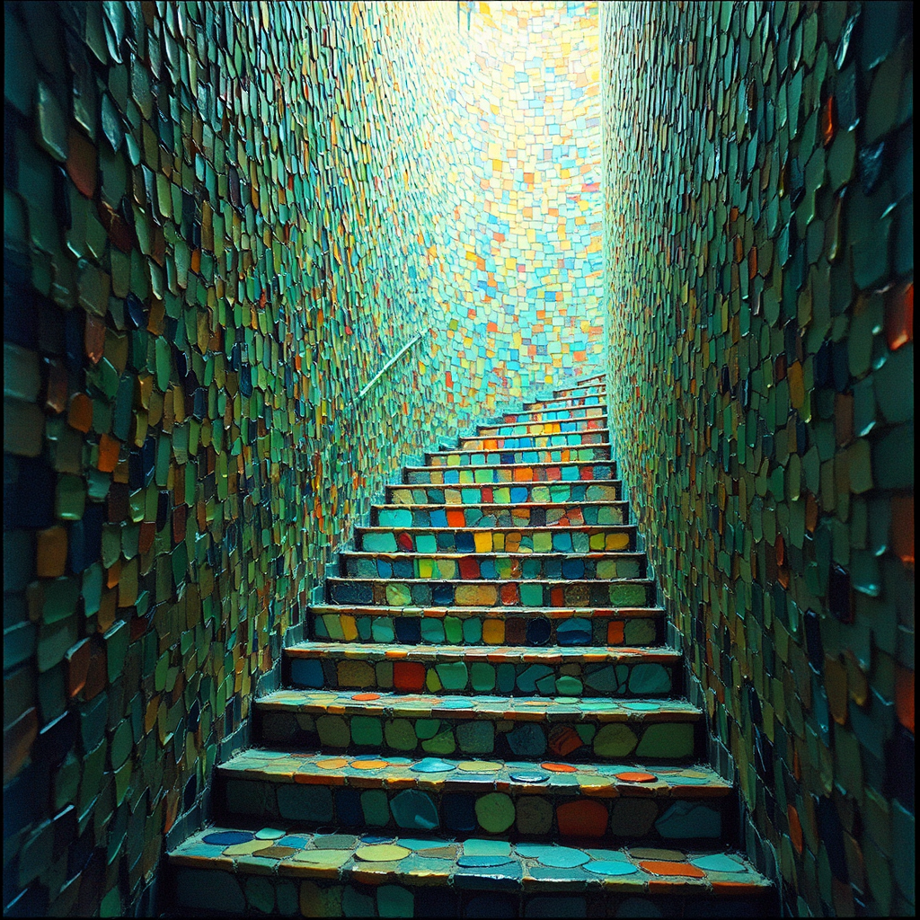 A broken glass staircase