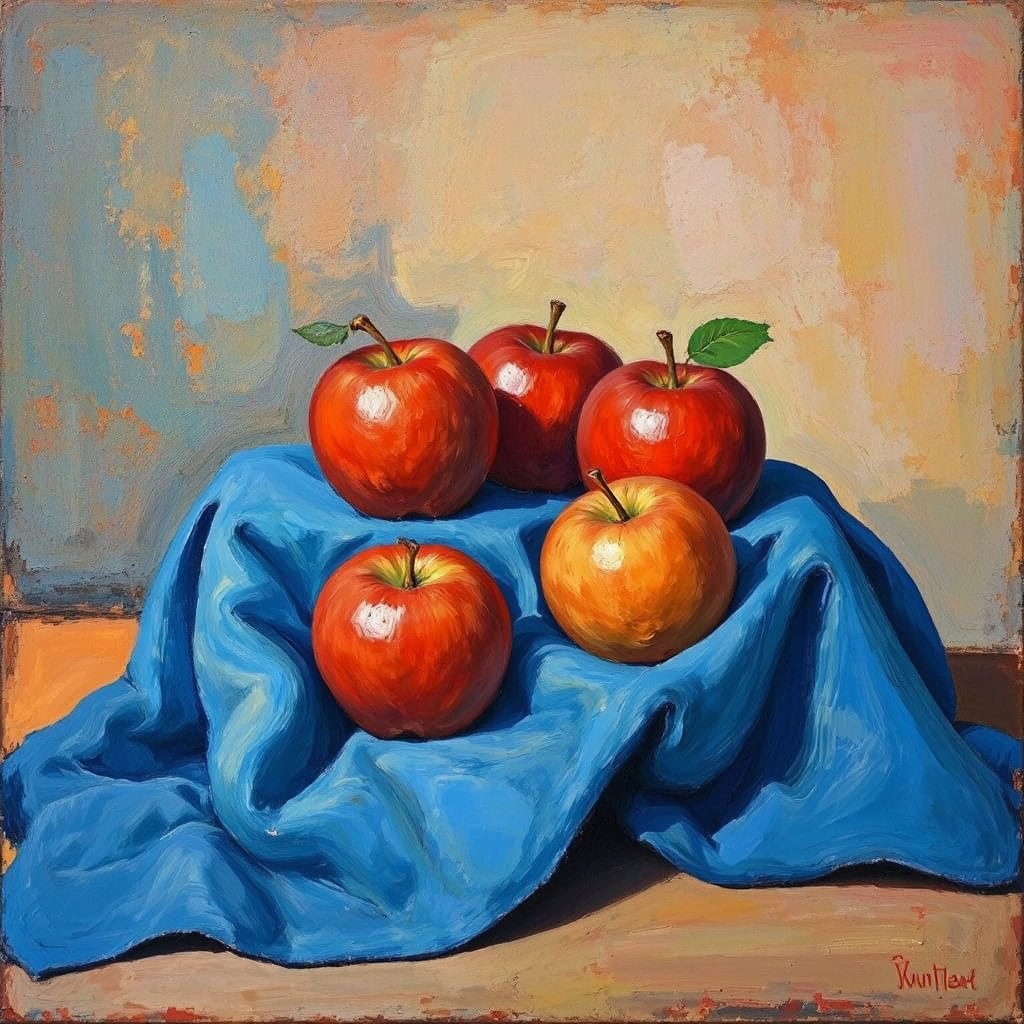 Four red apples and