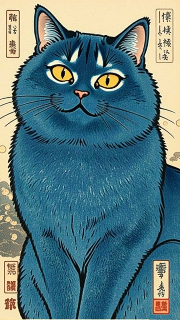 Blue Japanese cat from