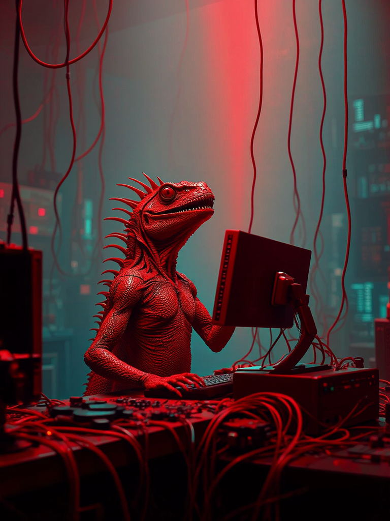 Red lizardman in a