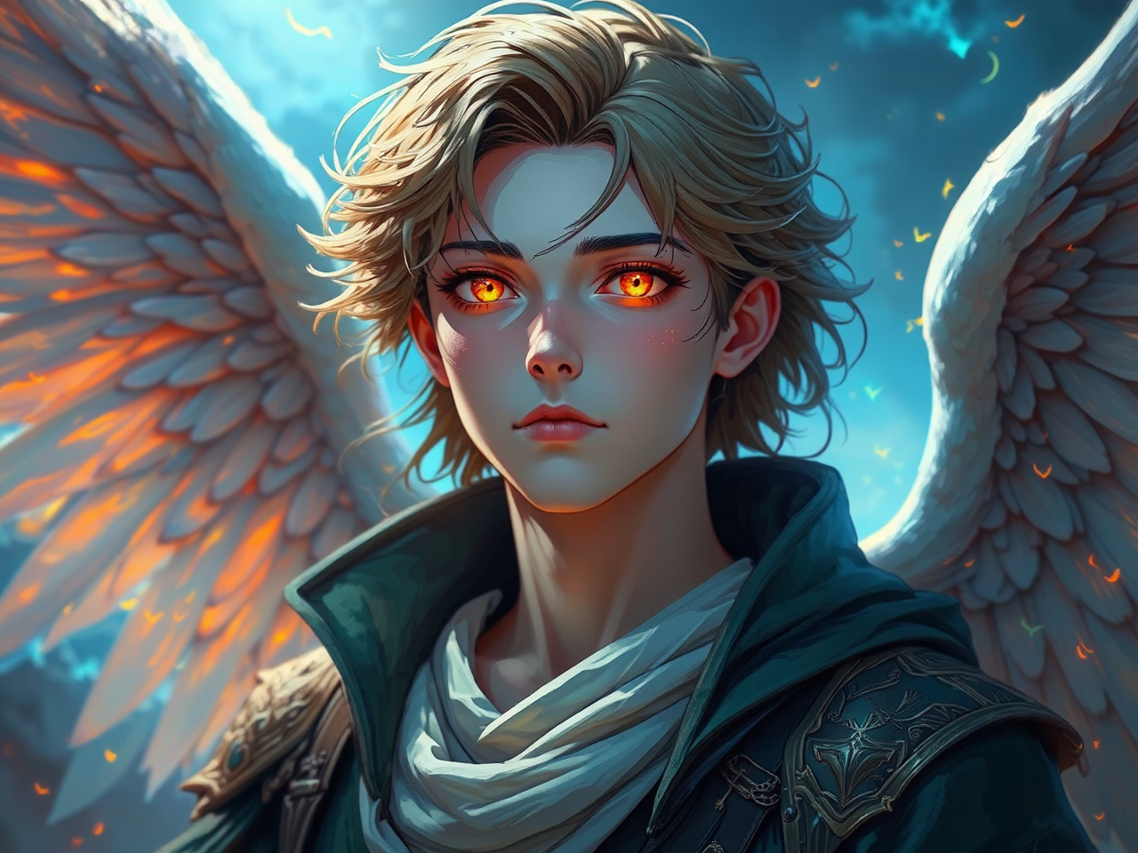 Handsome angel in flight