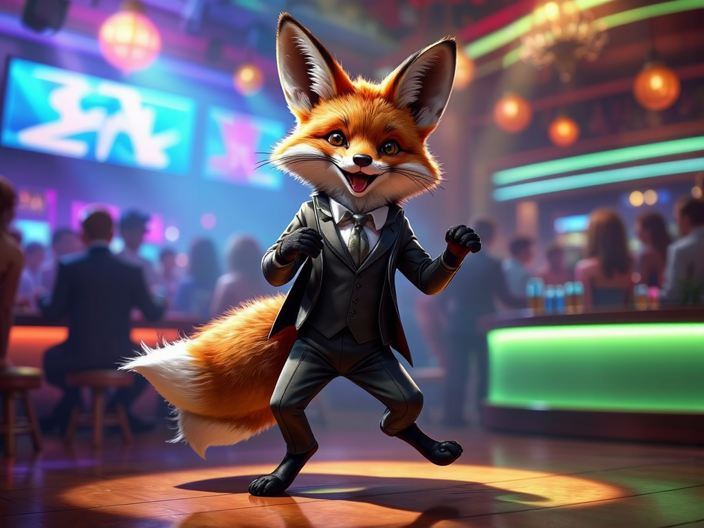 Fox dances in a