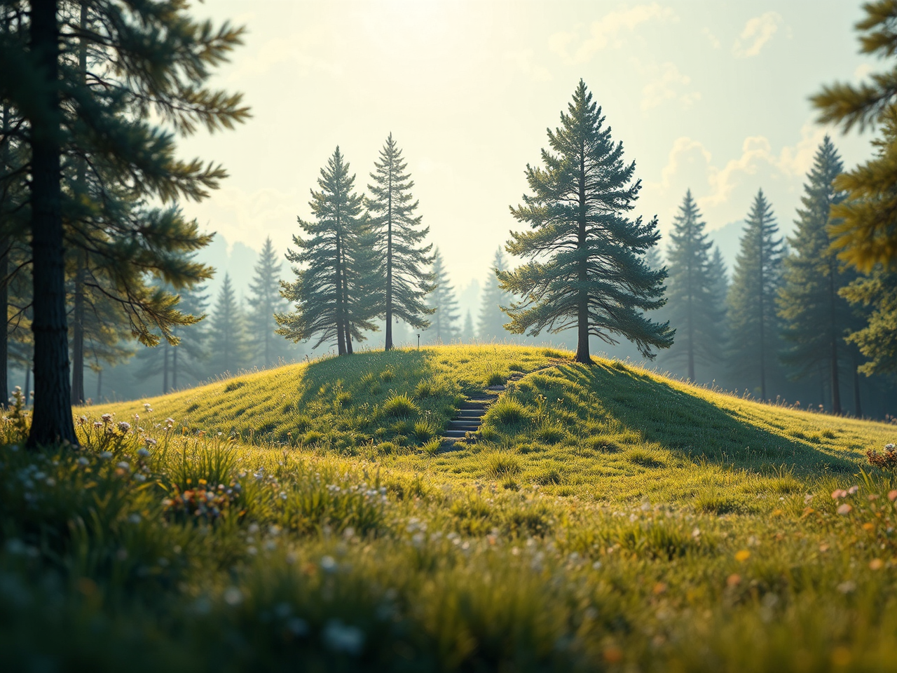 A serene landscape with