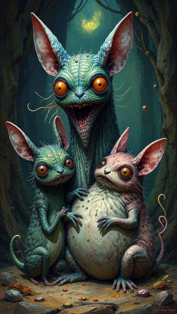 Cute creatures in surreal