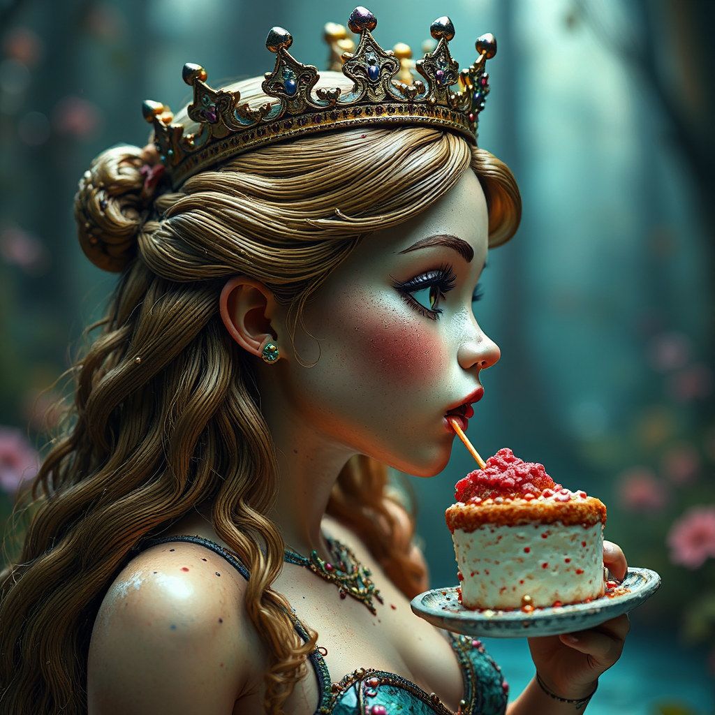 Tin toy princess eating