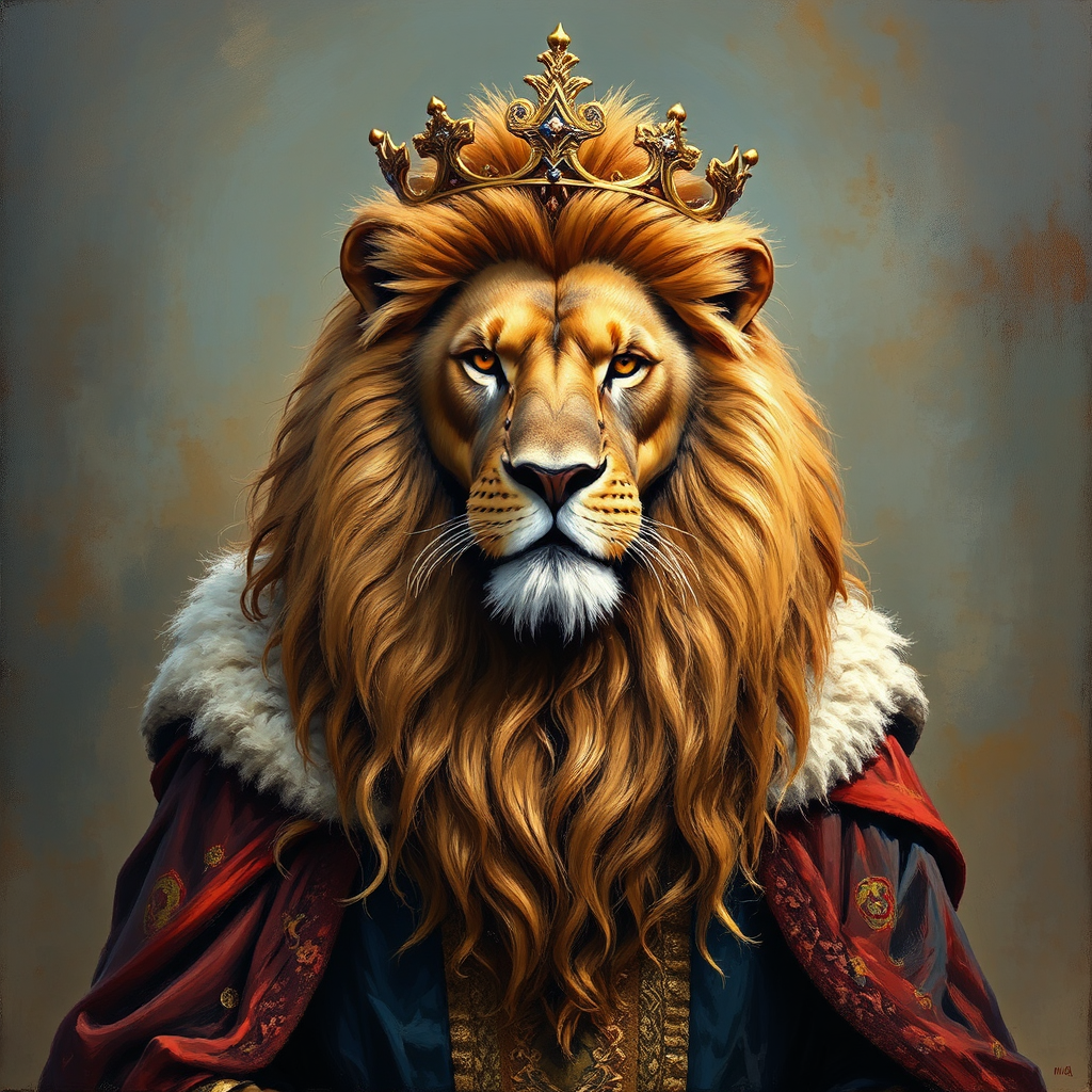 Lion wearing royal attire