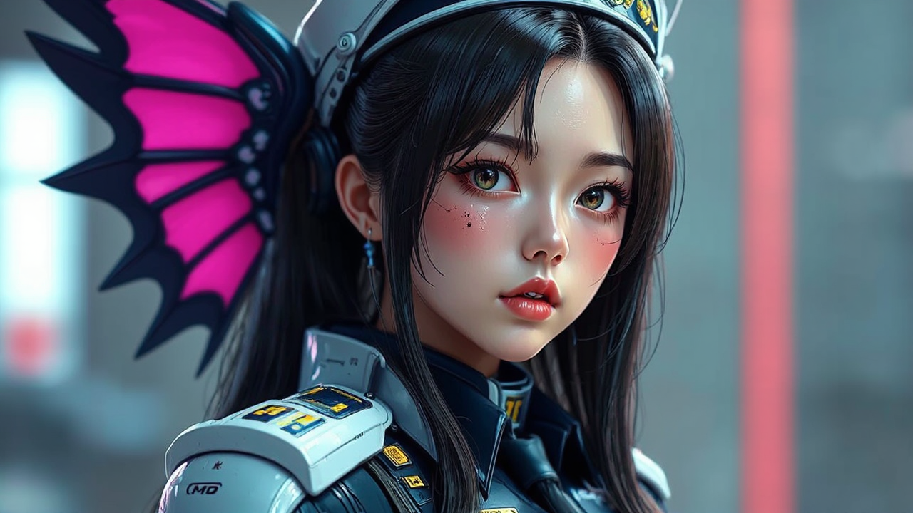 Girl in futuristic police