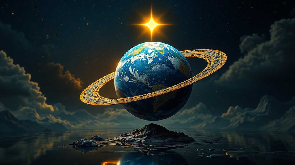 A blue planet orbits