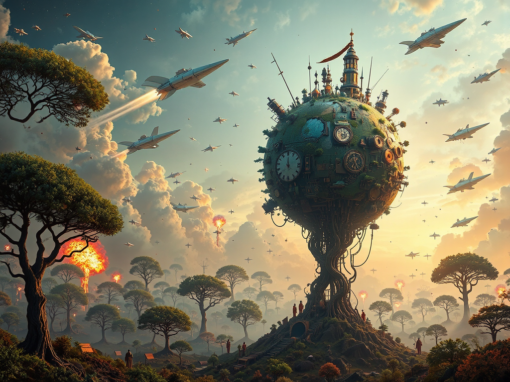 Mechanical planet amidst space