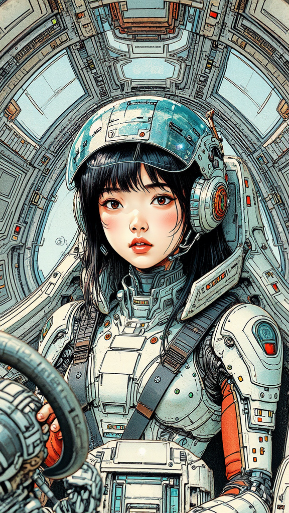 Teenage Asian android in