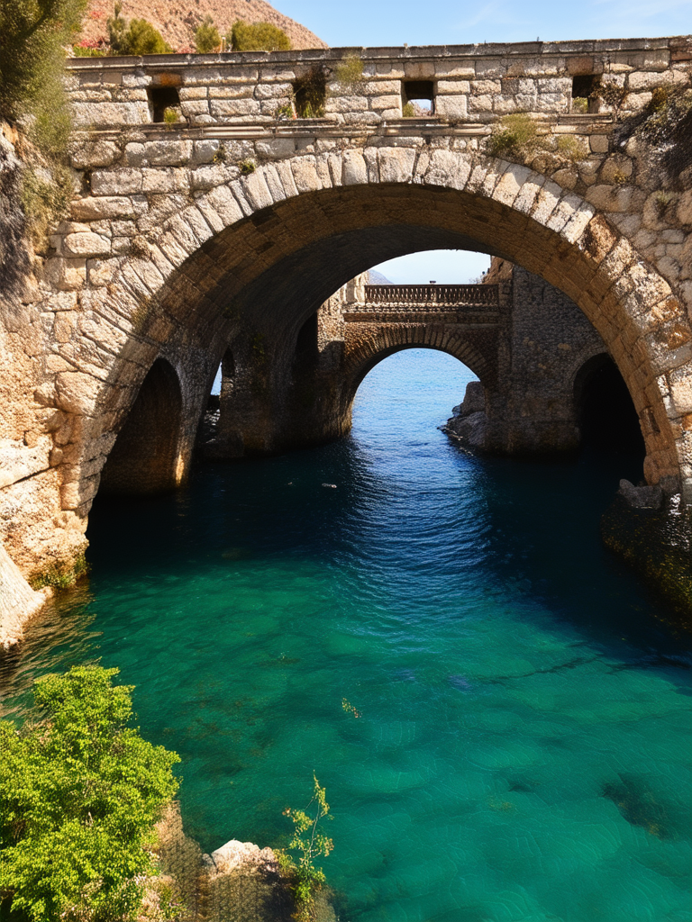 Roman bridge underwater in