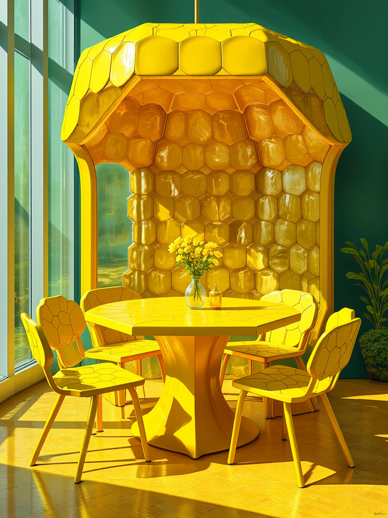 A small, yellow hexagonal