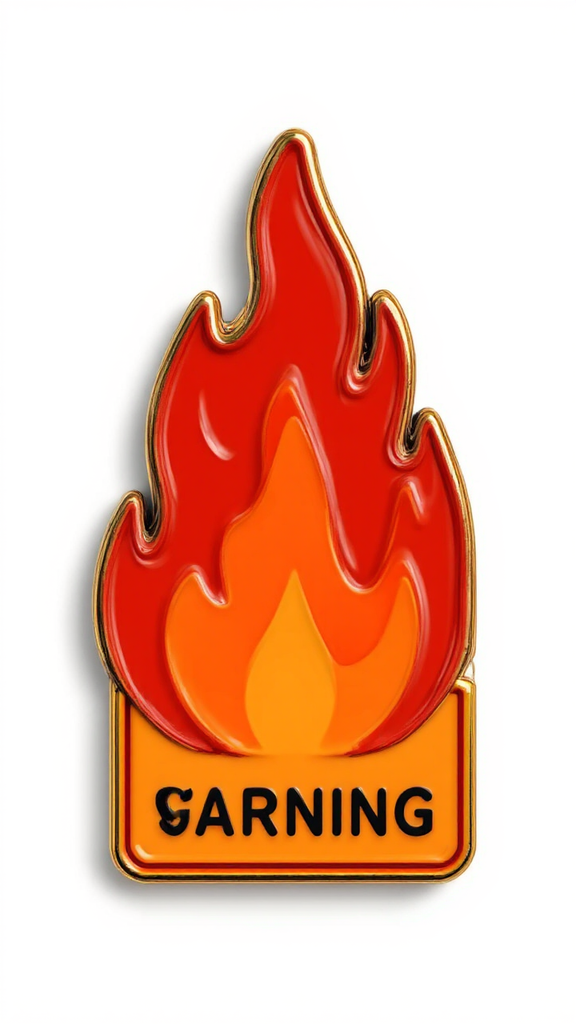 Retro minimalist flame warning