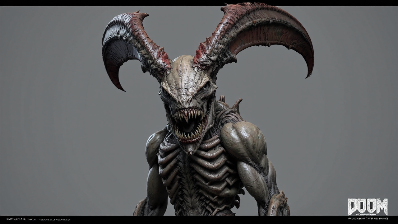 Muscular figure with exoskeleton