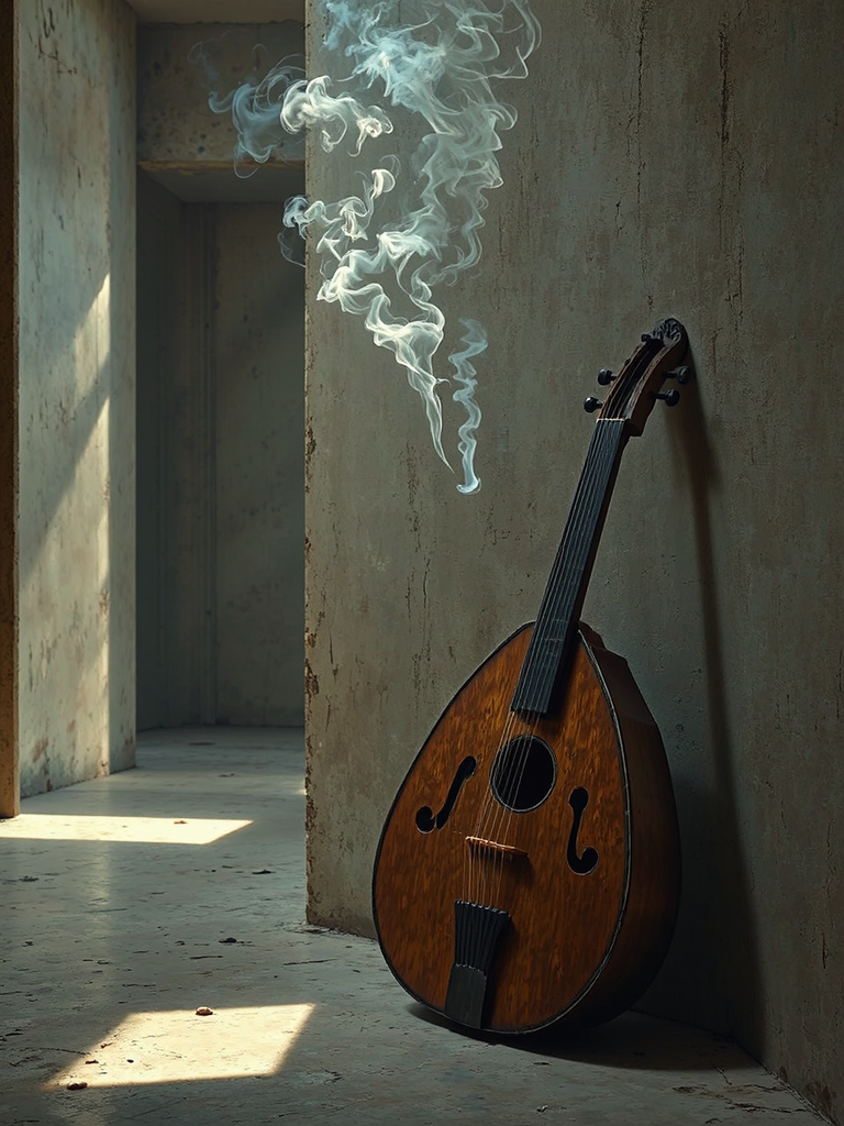 A lone lute smolders