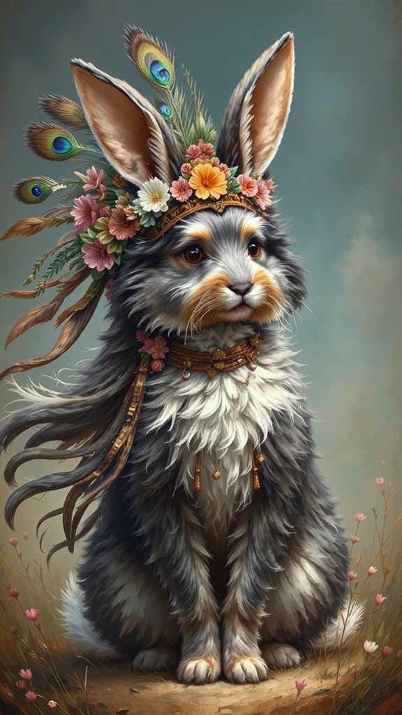 Fluffy mixed creature in