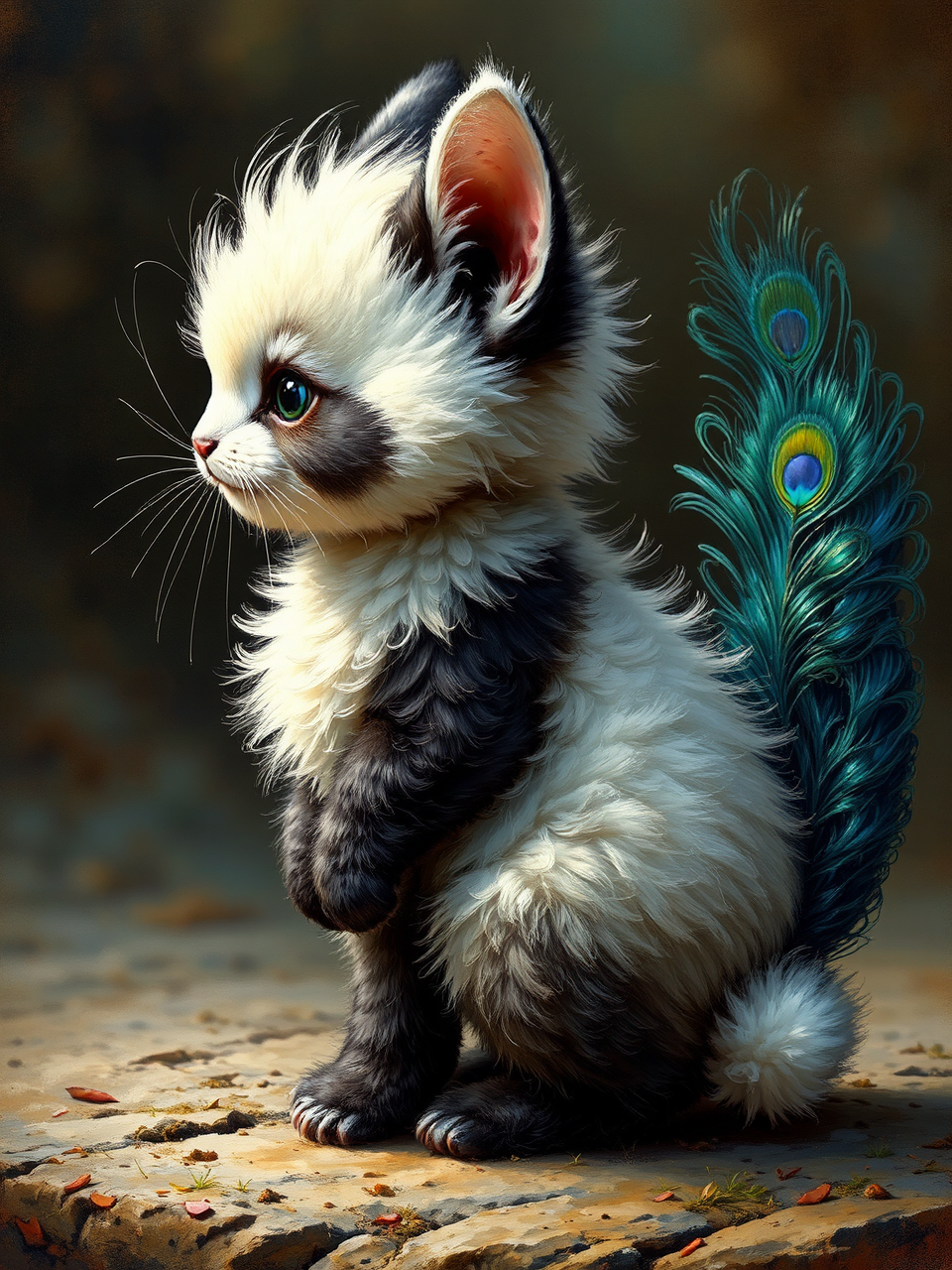 Fluffy panda-bunny hybrid with