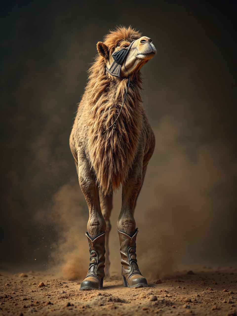 Camel in desert clothing