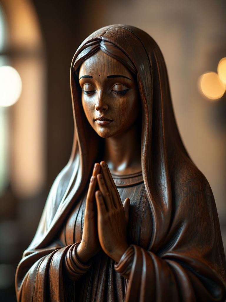 A wooden sculpture of