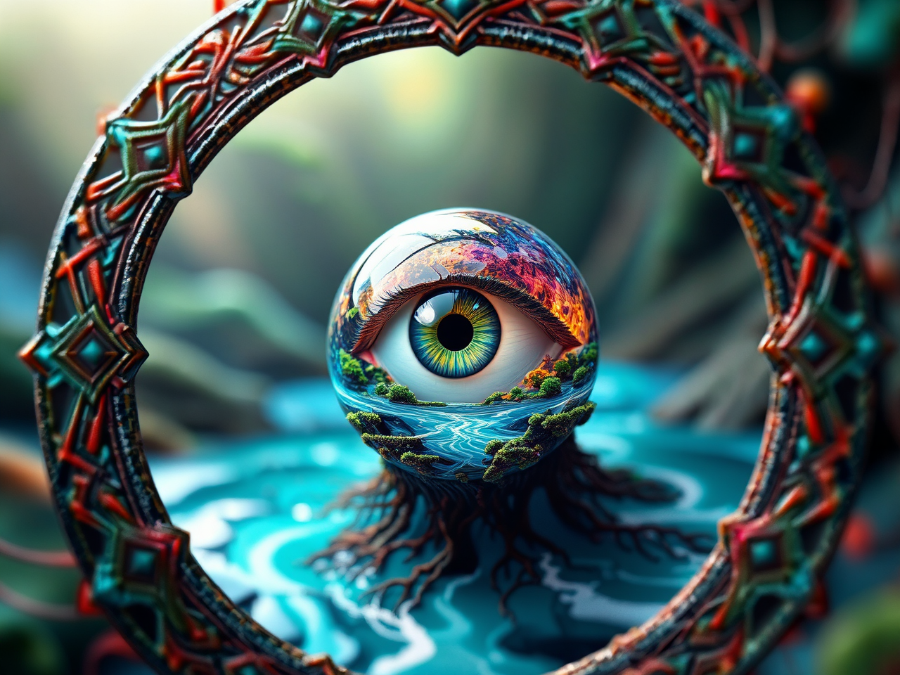 Deep, colorful, abstract planetary
