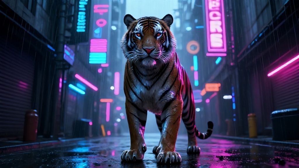 A cyberpunk tiger with
