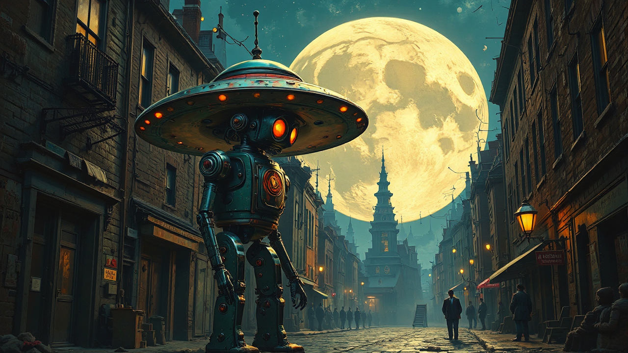 Steampunk scene of tin