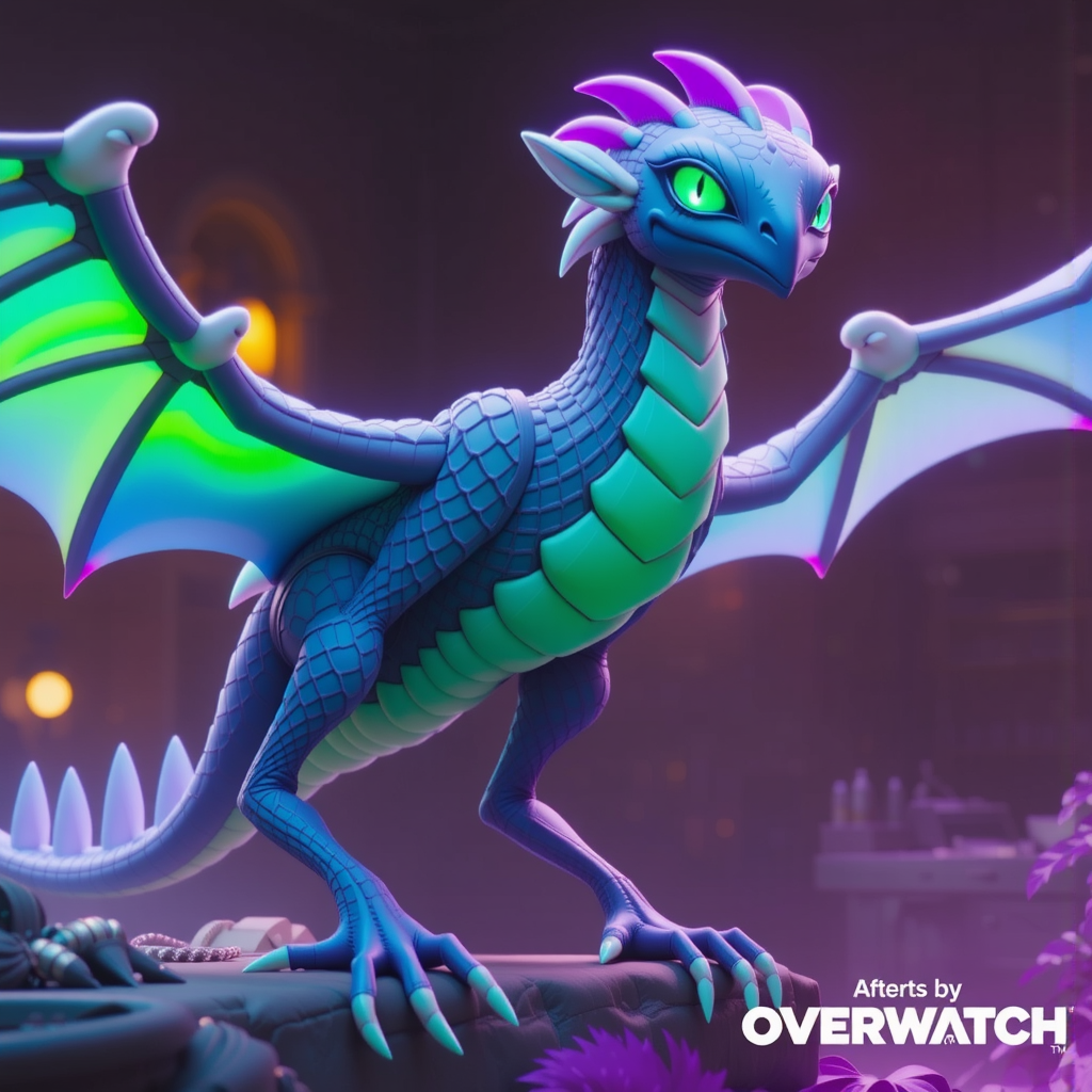 Violet dragon flying in