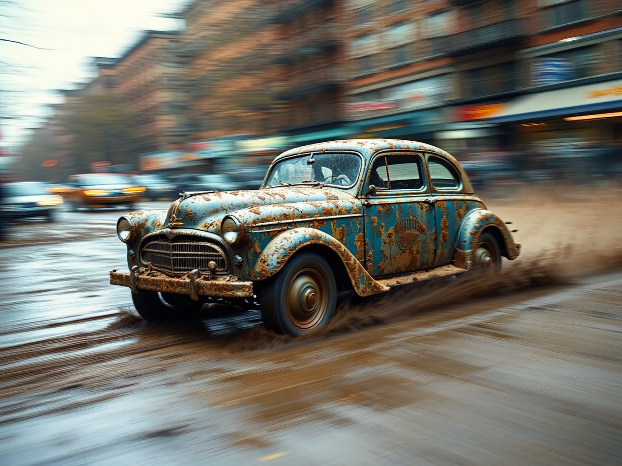 Dirty vintage Ford car