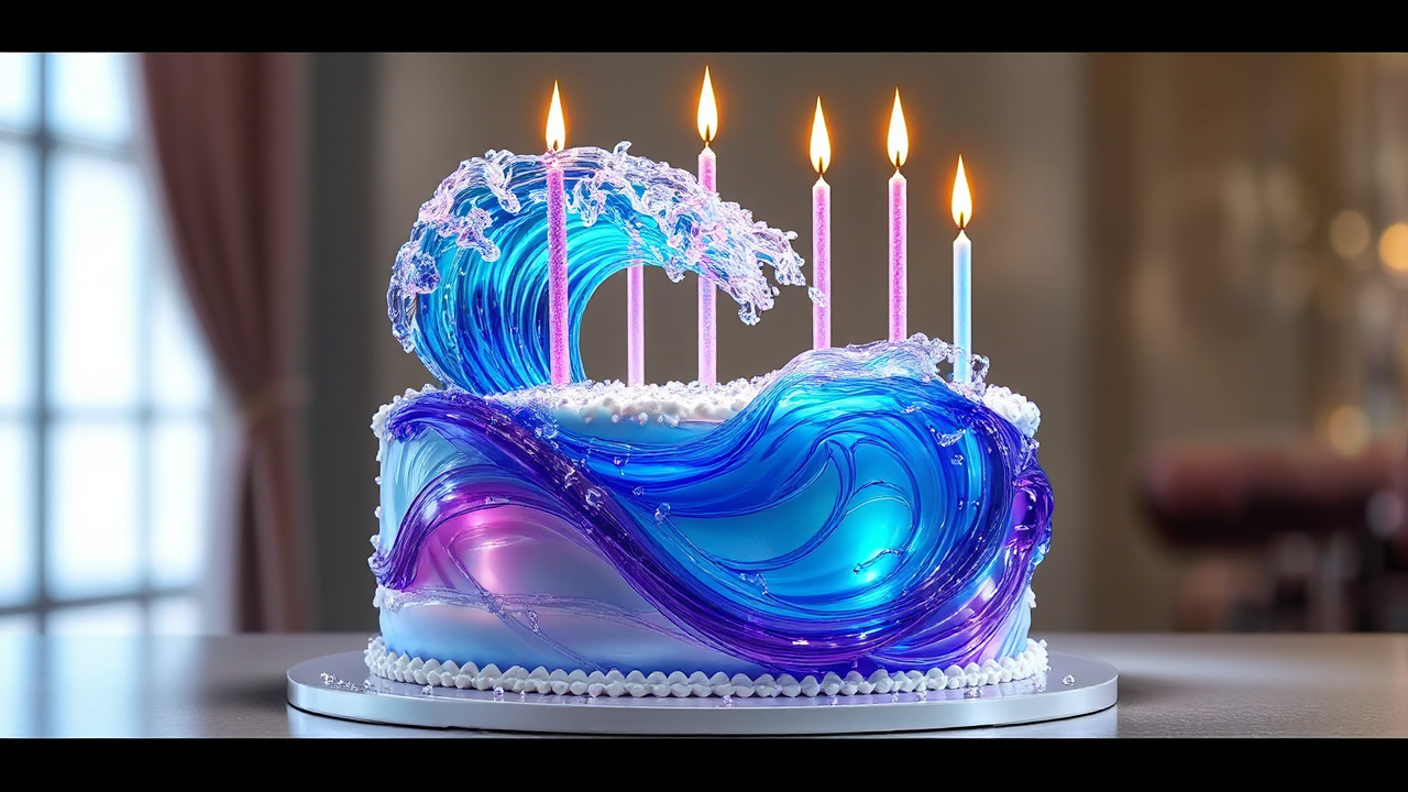 Birthday cake and blown