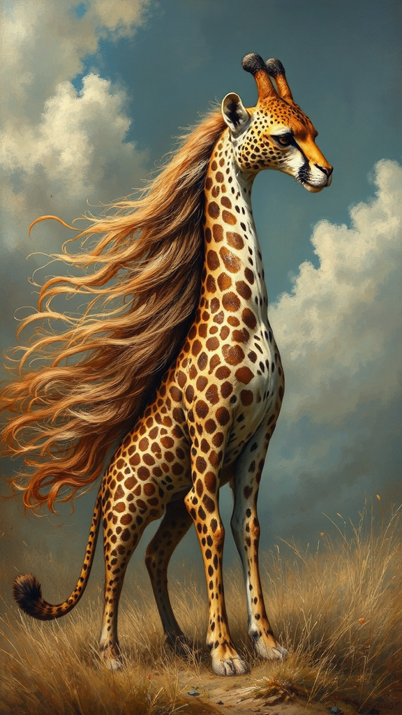 Giraffe and cheetah mixed