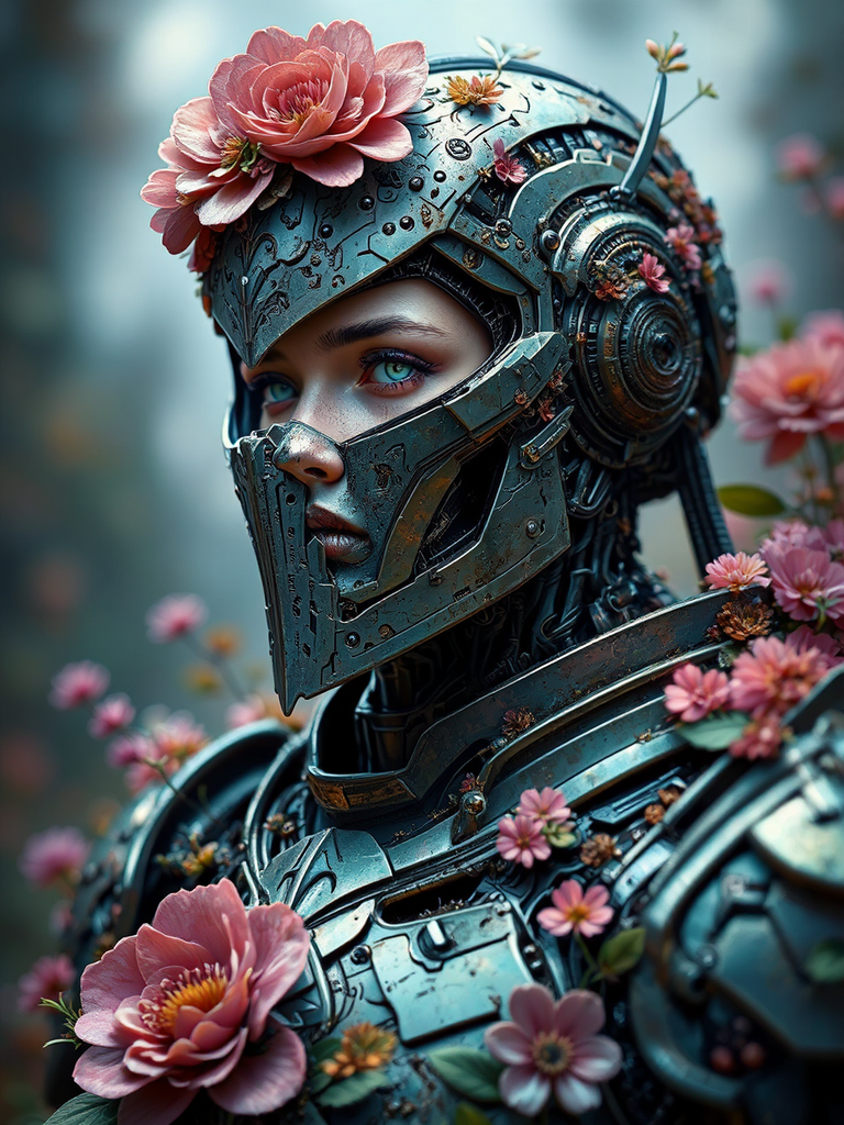 Steampunk knight robot with