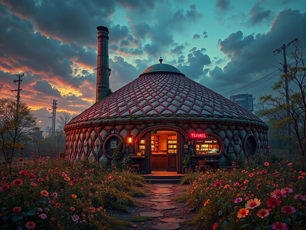 Abandoned photorealistic yurt in