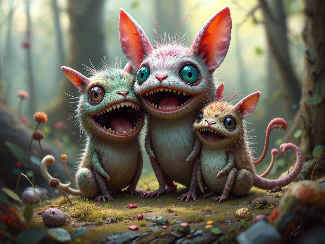 Cute surreal digital creatures.