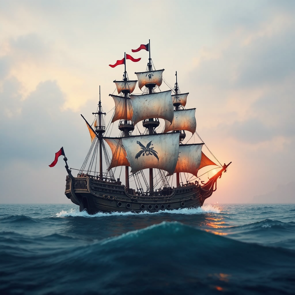 A pirate sailing vessel