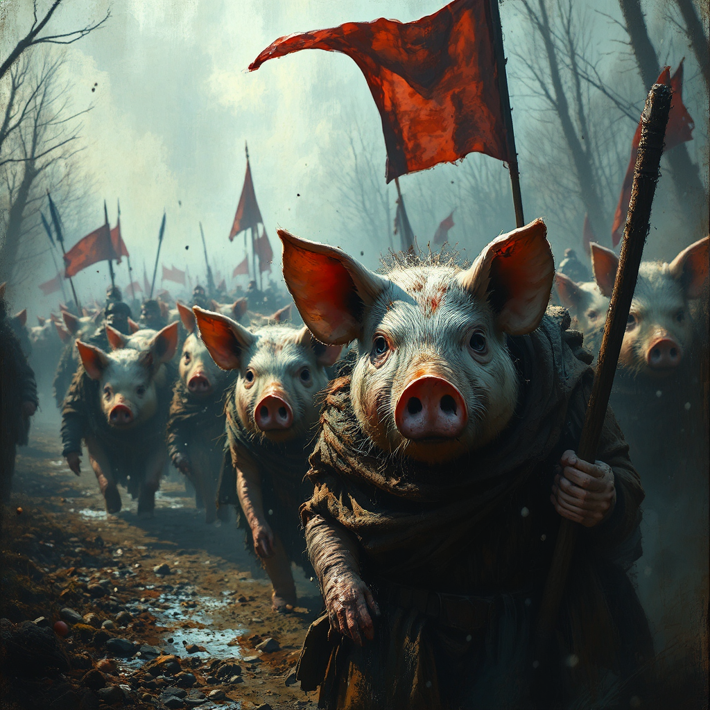 Pigs in a march