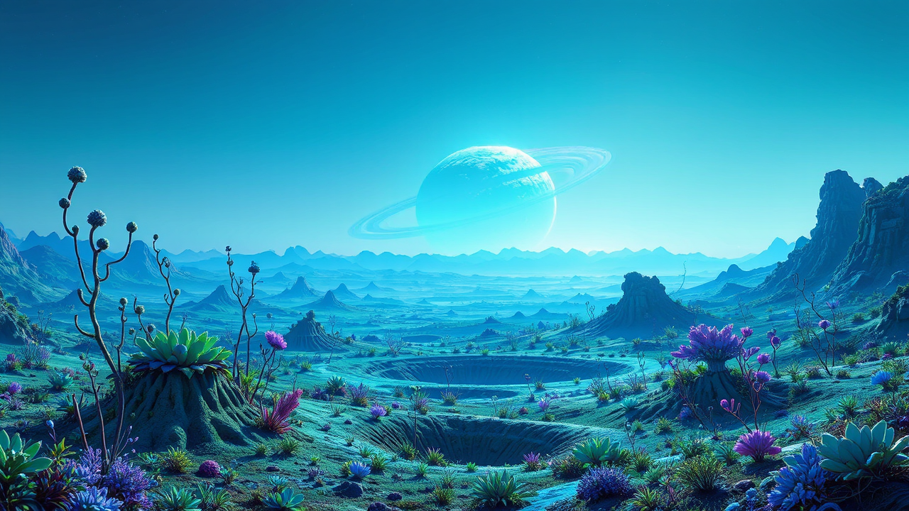 Ethereal alien landscape with